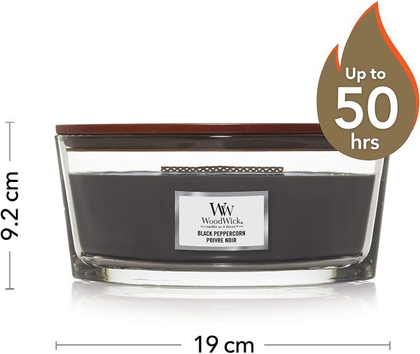 WoodWick Ellipse Scented Candle with Crackling Wick | Black Peppercorn | Up to 50 Hours Burn Time, Black Peppercorn - Image 2