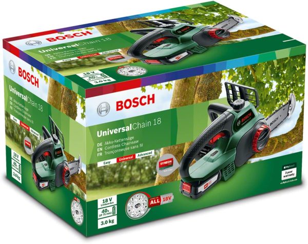 Bosch Cordless Chainsaw UniversalChain 18 (battery 2.5 Ah, charger, SDS system, blade length: 200 mm, 18 Volt System, in carton packaging) - Image 4