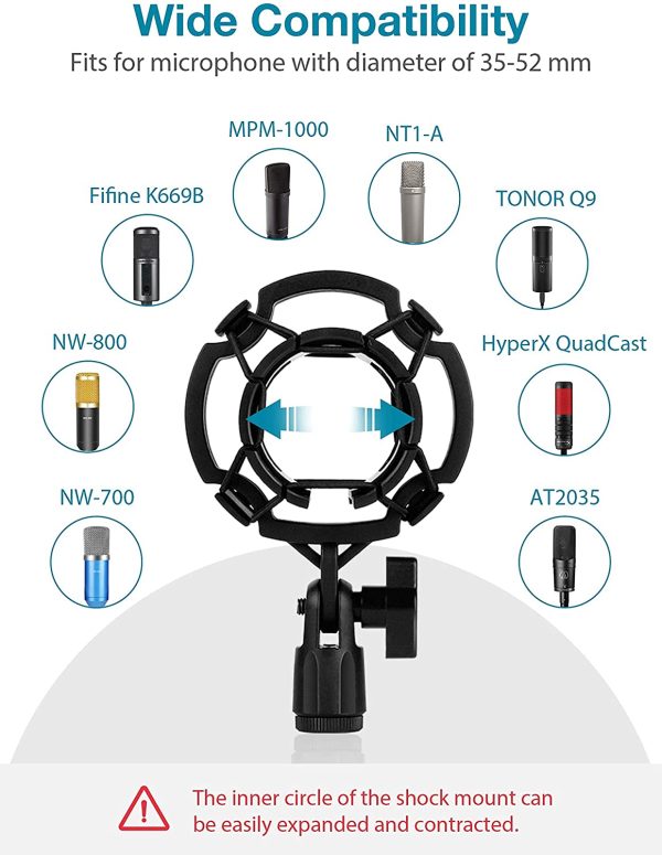 InnoGear Microphone Stand Set with Shock Mount, Mic Clip Holder, Pop Filter, Screw Adapter, Table Mounting Clamp, Five Cable Ties, Professional Recording Equipment