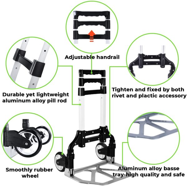 Heavy Duty Folding Hand Truck Aluminium Trolley Multi Purpose Barrow Sack Hand Truck 80KG / 176LB Load Capacity - Image 5