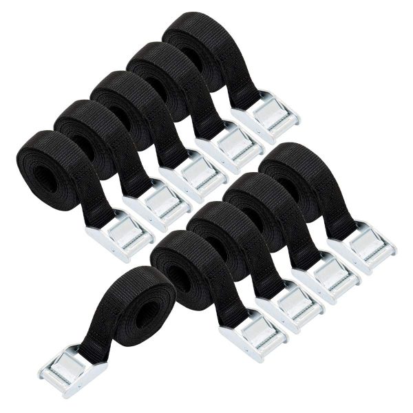 Amazon Basics Lashing Straps, 2.5 m Long, 25 mm Wide, Load Capacity 150 kg, DIN EN 12195-2 Passed - Black (10-Pack) - Image 3