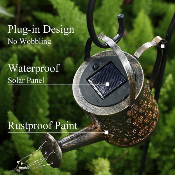 Solar Watering Can Lights for Outdoor Garden, Plum Blossom Garden Waterproof 36pcs Led Highlight Warm White Light Garden Lamps (with Bracket and Garden Cable Ties)