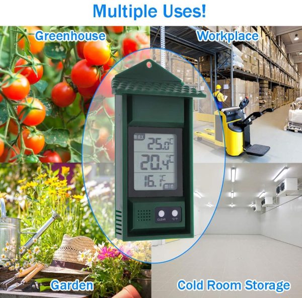 Digital Max Min Thermometer - Monitor Max and Min Temperatures With This Handy Greenhouse Thermometer Garden Accessories Easily Wall Mounted Maximum Minimum Thermometer - Image 2