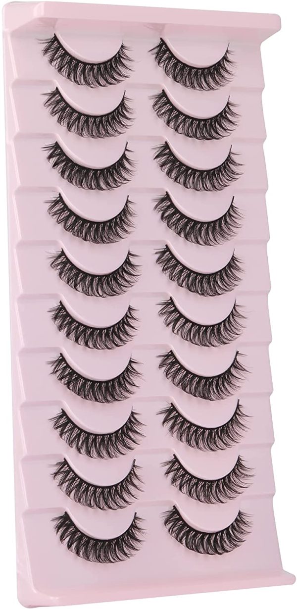 False Eyelashes Russian Strip Lashes Natural Wispy Fluffy Lashes 3D Effect Fake Eyelashes 10 Pairs Pack by Wiwoseo - Image 2