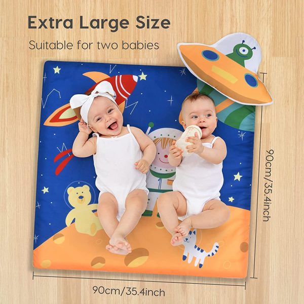 Lupantte Baby Play Mat with 2 Replaceable Washable Mat Cover, 35.4????35.4?? Extra Large Baby Play Gym for Sensory Development, Baby Gym with 8 Toys for Infant to Toddler, Larger, Thicker, Non Slip, 0m + - Image 6