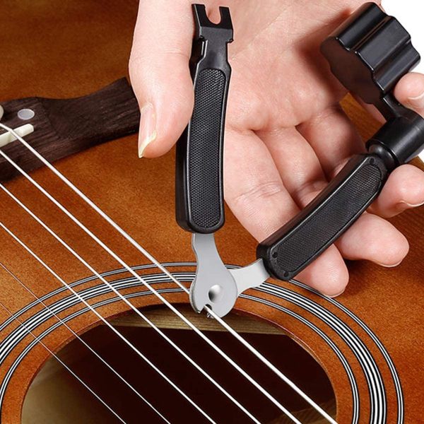 Guitar String Winders Tool 3-In-1 Multifunctional Guitar Tool String Cutter Guitar String Pin Puller Guitar Bridge Pin Puller String Instrument Repairing Accessories Guitar Accessories Kit (Black) - Image 4