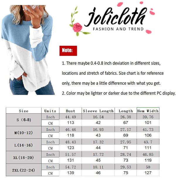 Jolicloth Womens Casual Crewneck Side Split Top Jumper Striped Printed Sweatshirt Loose Soft Long Sleeve Pullover Tops Shirts - Image 4