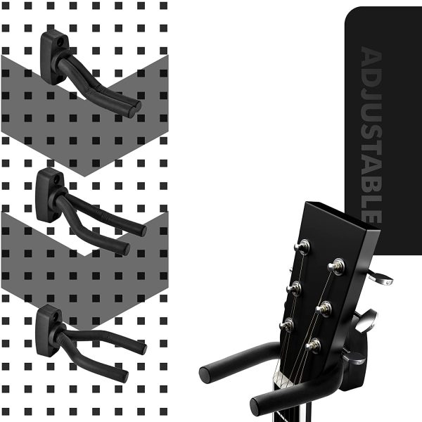 KEPLIN Guitar Wall Hooks ?C Display Mount Hangers for all Electric & Acoustic Guitars, Bass, Banjo etc. | Pack of 2 Brackets with Screws & Guitar Pick | Adjustable Soft Padded Sponge Holder Supports