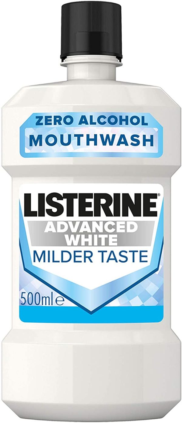 Listerine Advanced White Mouthwash, Clear, Spearmint, 500 ml (Pack of 1)