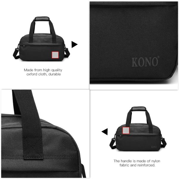 Kono 35x20x20 Holdall Cabin Luggage Travel Bag Under Seat Flight Bag with Shoulder Strap 14L (Black) - Image 5