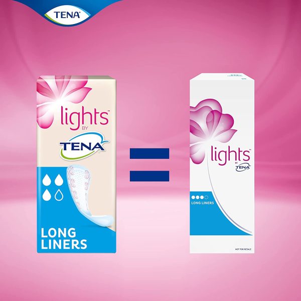 Lights by TENA Long Liner for Light Bladder Weakness, 120 Incontinence Liners (20 x 6 packs) for Women with Sensitive Skin - Image 4