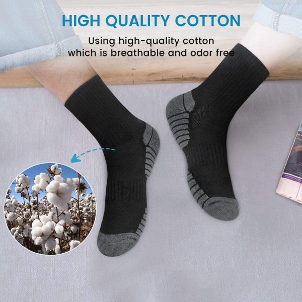 Mens Socks 6 Pairs Wicking Breathable Cushion Comfortable Casual Crew Socks Outdoor Multipack Performance Hiking Trekking Walking Athletic Socks - Image 3