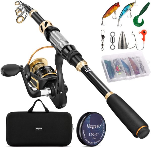 Magreel Telescopic Fishing Rod and Spinning Reel Combo Set with Fishing Line, Fishing Lures Kit & Accessories and Carrier Bag for Saltwater Freshwater / B-Only Telescopic Fishing Rod - Image 8