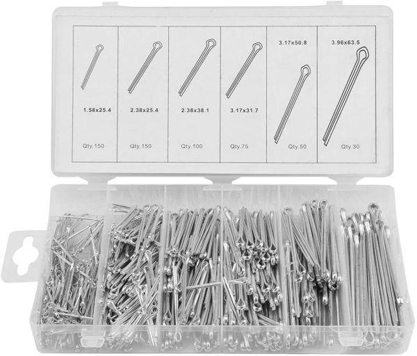 Cotter Pins, 555Pc/Set Zinc Plated Cotter Pins Mechanical Hitch Hair Tractor Fastener Clip Kit with Case, Steel Cotter Pin Clip Key Fastner Fitting Assortment Kit - Image 9