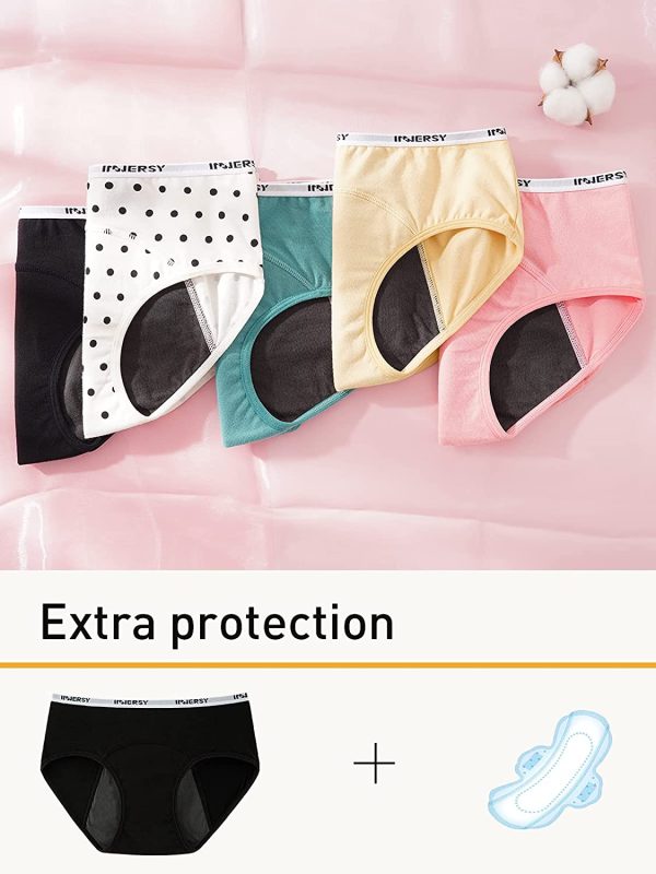 INNERSY Teen Girls Knickers Menstrual Underwear Cotton Leak-proof Period Pants Pack of 3 - Image 4