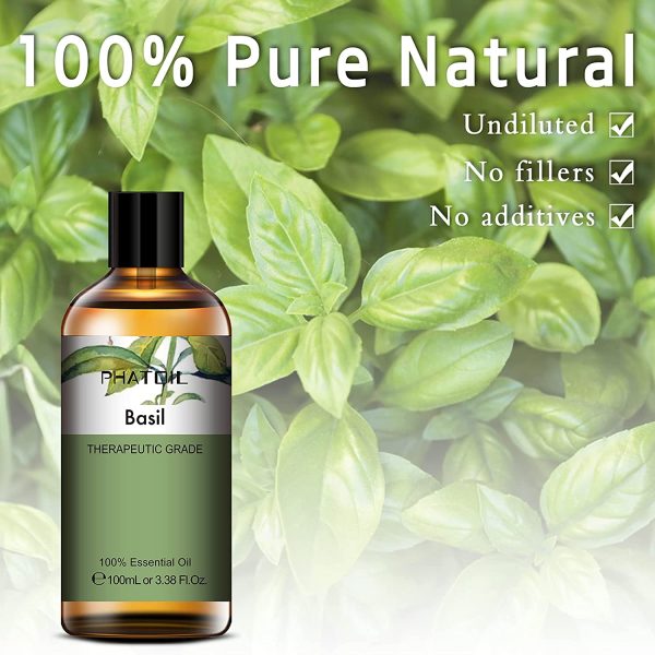 PHATOIL Basil Essential Oil 100ML, 100% Pure Therapeutic Grade Basil Essential Oils for Diffuser, Humidifier, Aromatherapy, Sleep, Relax - Image 5