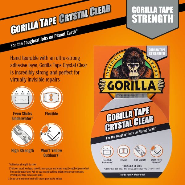 Gorilla 6027002 Tape Gaffer & Builders Clear 8.2m