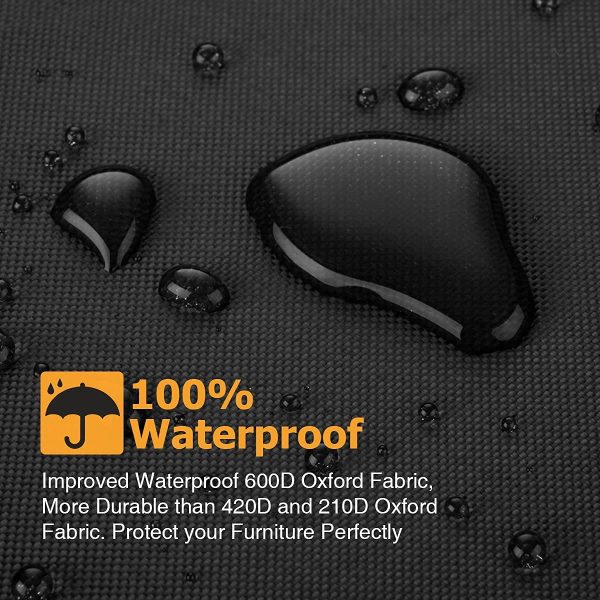 Garden Furniture Covers, Patio Furniture Covers Waterproof Heavy Duty 600D Oxford Fabric 123x123x74cm Cube Outdoor Table Covers Windproof Anti-UV Cube Set Cover??Waterproof Upgrade Version?? - Image 3