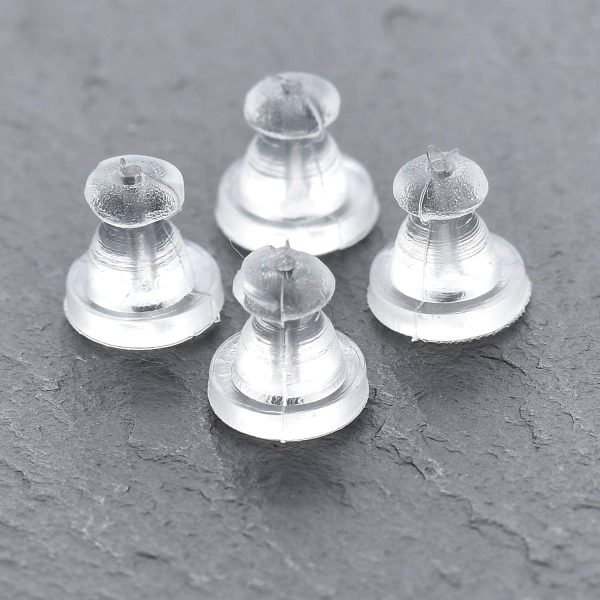 pewterhooter® I0 Pairs of Soft, Comfortable & Secure Clear Plastic Earring Backs. - Image 2