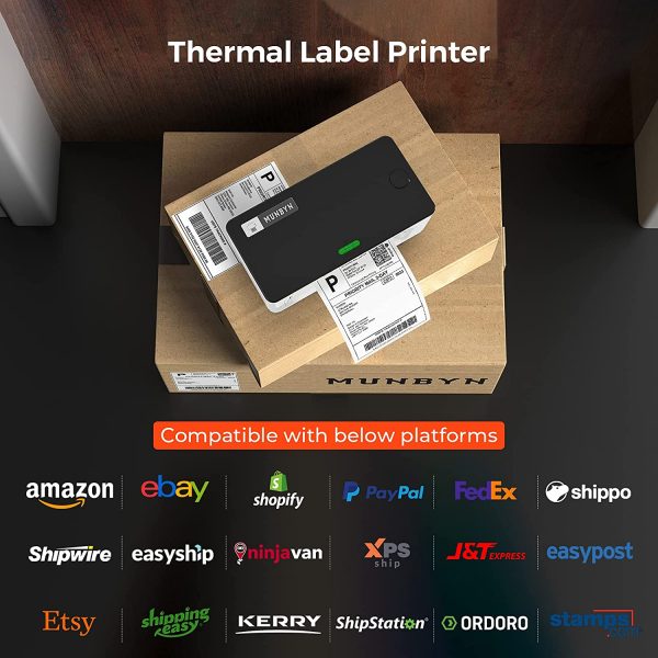 Desktop Thermal Label Printer 4x6 for Shipping Packages Postage Address Home Small Business, Compatible with Etsy, Shopify, Ebay, Amazon, Royal Mail, FedEx, UPS, White - Image 5