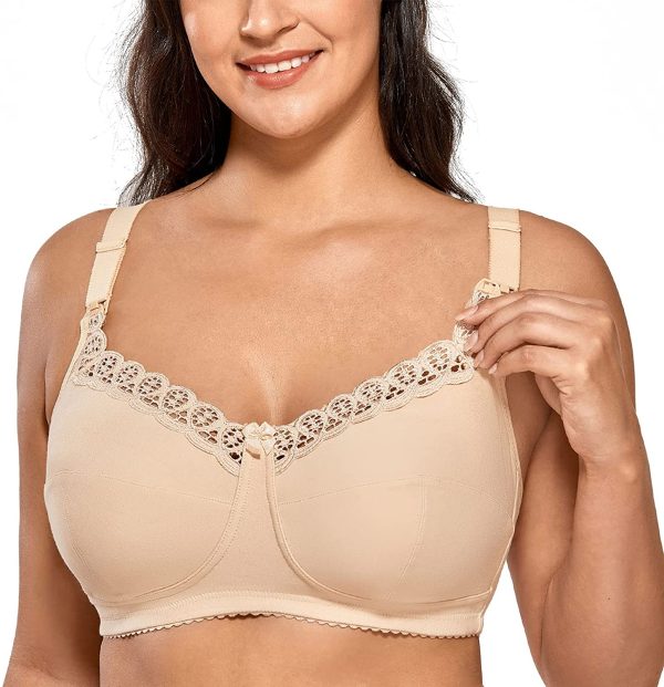 Gratlin Women's Plus Size Cotton Nursing Bra Support Wireless Breastfeeding Maternity Bras - Image 4