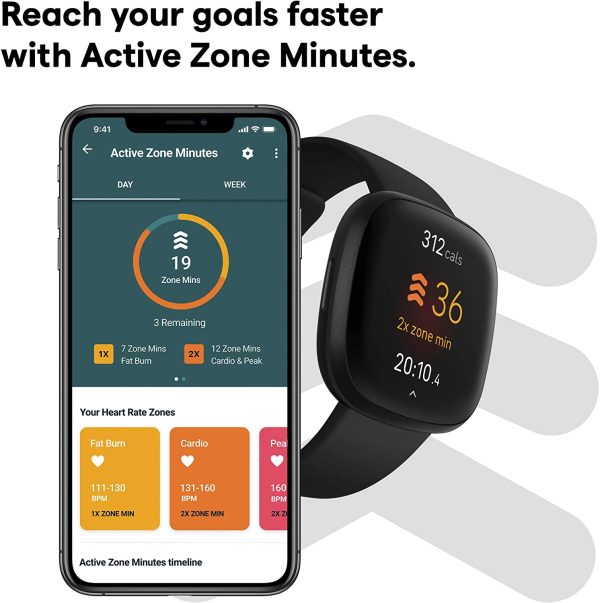 Fitbit Versa 3 Health & Fitness Smartwatch with GPS, 24/7 Heart Rate, Voice Assistant & up to 6+ Days Battery