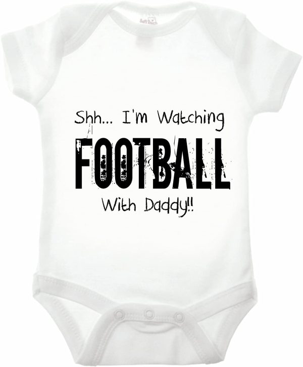 Reality Glitch Shh. I'm Watching Football with Daddy Funny Newborn Baby Grow Gift - Image 7