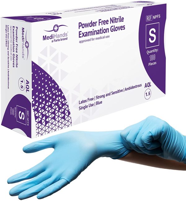 MediHands Nitrile Gloves Small, Blue Heavy Duty Disposable Gloves, Powder Free, Latex Free, and Protein Free, Medical, Food, Multi Use, Pack of 100 - Image 6