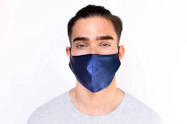 HABAC STUDIO - 100% Mulberry Navy Silk Face Mask, Face Masks Washable UK, Reusable Face Mask, Mens Face Mask, Silk Mask, Masks for Women, Silk Face Covering, Face Masks, Nose Wire. - Image 7