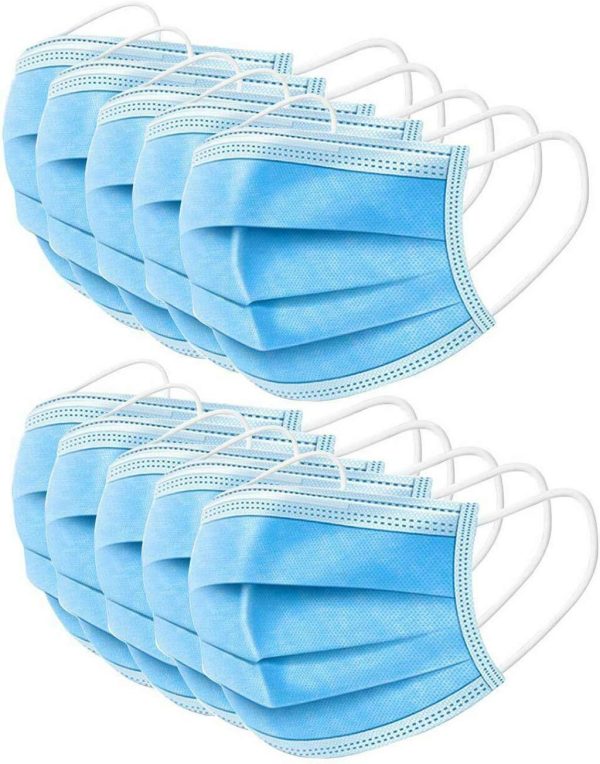 MERSUII Face Mask, 3 Ply, Blue, Pack of 50 - Image 5