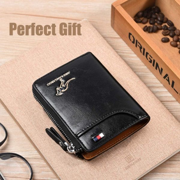 Mens Wallet, RFID Blocking Slim Flip Wallets, Credit Card Holder, Leather Zipped Wallets for Men,Holds up to 14 Cards, 1 Bank Notes,Credit Card Slots, ID Window,etc.?? - Image 4