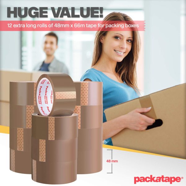 Packatape General Purpose Packaging Tape 12 Rolls Brown 48mm x 66m - Image 4