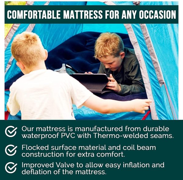 GREEN HAVEN Double Blow up Camping bed | Waterproof Double Airbed Inflatable Mattress | Premium Camping Blow Up Mattress Double | Quick Inflatable Camping Mattress | Double Air Beds for Adults & Kids - Image 8