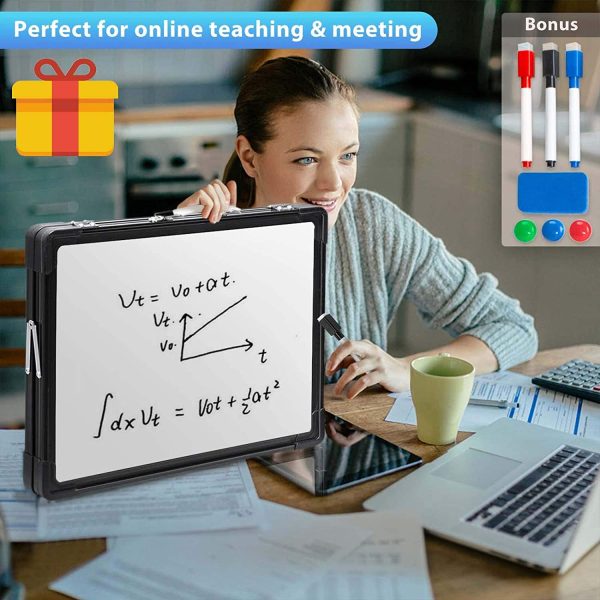 Small Dry Erase Whiteboard 40 X 30 cm Magnetic Hanging Double-Sided Whiteboard for Wall, Black