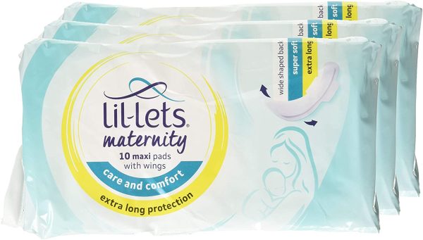 Lil-Lets Maternity Pads | 30 X Extra Long Maxi Thick Pads with Wings | 3 Packs of 10 Pads1 Units - Image 8