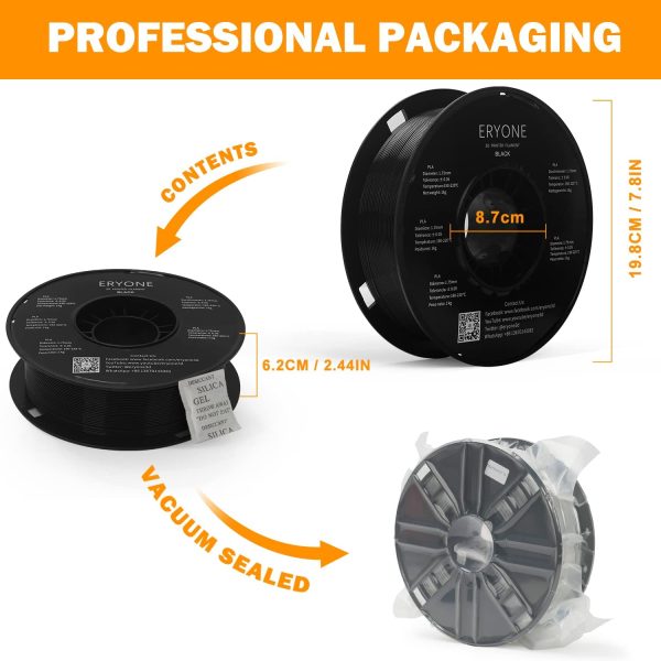 PLA Filament 1.75mm, 3D Printer Filament PLA, +/-0.03mm, 1kg(2.2lbs)/Spool,Black - Image 7