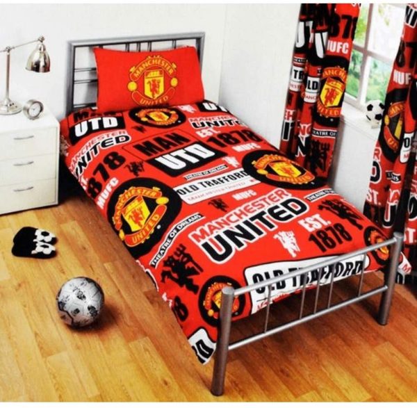 Manchester United Official Patch Single Duvet Set - Multi-Colour