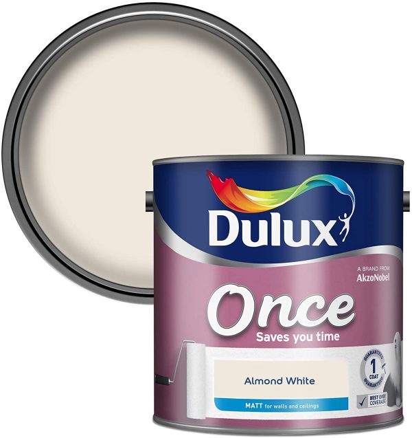 Dulux Once Matt Emulsion Paint For Walls And Ceilings - Almond White 2. 5 Litres - Image 2