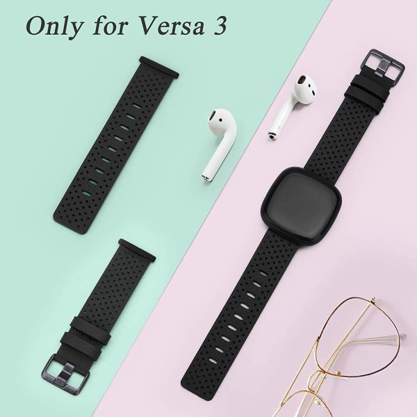 Strap Compatible with Fitbit Versa 3 / Fitbit Sense Strap Leather, Genuine Leather Replacement bands Compatible with Versa 3, Women Man (Small, Black) - Image 5