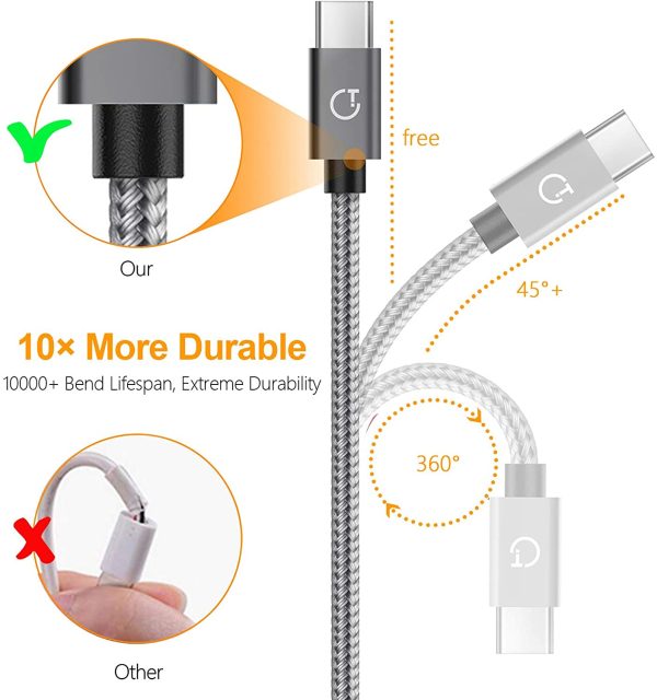 Gritin USB C Cable, [3-Pack/1M+1.5M+2M] USB Type C Fast Charging Cable - Nylon Braided USB C Sync Cable for Galaxy S10/S9/S8+/S8, MacBook, iPad Pro 2018, Sony XZ, HTC 10, OnePlus 5T, Huawei P9 etc. - Image 2