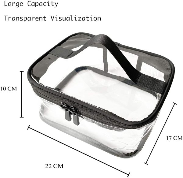 FIYUK Toiletry Bag Makeup Cosmetic Clear Bag Portable Waterproof Transparent Travel Large Storage Black - Image 7