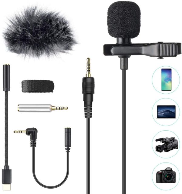 Lavalier Microphone, AGPTEK Clip-on Lapel Omnidirectional Condenser Mic with Wind Muff Type C 3.5mm Jack for Phone PC Laptop DSLR Camera Recording Interview, Podcast, Voice Dictation - Image 4