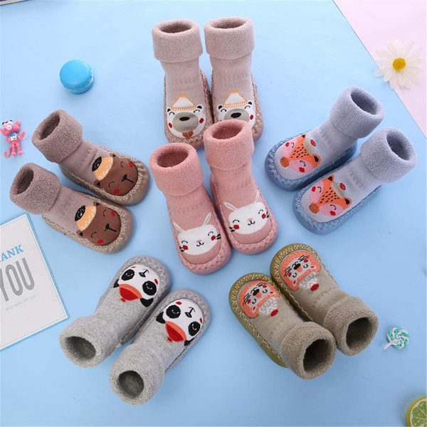 Gavena 2 Pairs of Baby Slippers Socks Toddler Girls Slippers Cotton Newborn Boys Warm First Walking Shoes Soft Sole Non Slip - Image 4