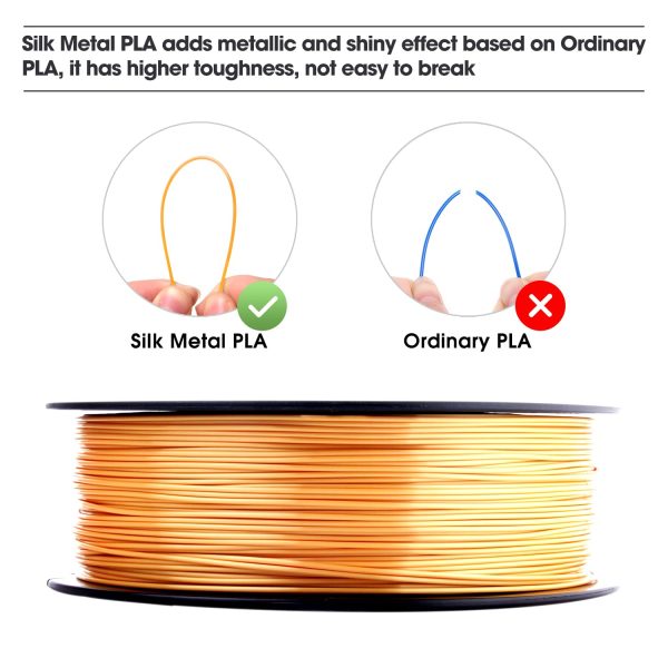 eSUN Silk Metal PLA Filament 1.75mm, Silky Metallic 3D Printer Filament PLA, Dimensional Accuracy +/- 0.05mm, 1KG Spool (2.2 LBS) 3D Printing Filament for 3D Printers, Silk Gold - Image 8