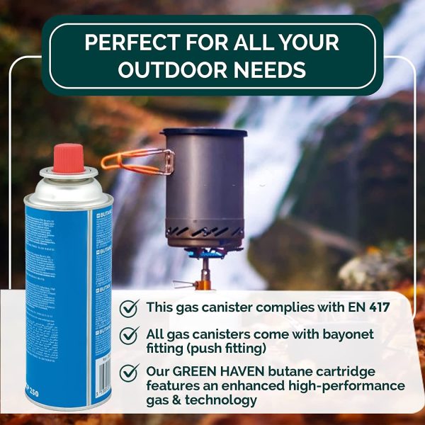 Green Haven Premium Butane Gas Canisters | Camping Gas Canister for Camping Stove, Blowtorch, BBQ, Gas Weed Burner | EN417 Gas Canister Gas Cartridge Gas Cylinders for Camping | Gas Cylinder - Image 6