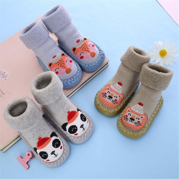 Gavena 2 Pairs of Baby Slippers Socks Toddler Girls Slippers Cotton Newborn Boys Warm First Walking Shoes Soft Sole Non Slip - Image 7