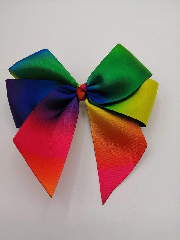 Rainbow Hair Bow Accessory- UK Handmade Colourful Satin Ribbon Bow- Perfect for Girls Birthday, LGBTQ Pride, Party