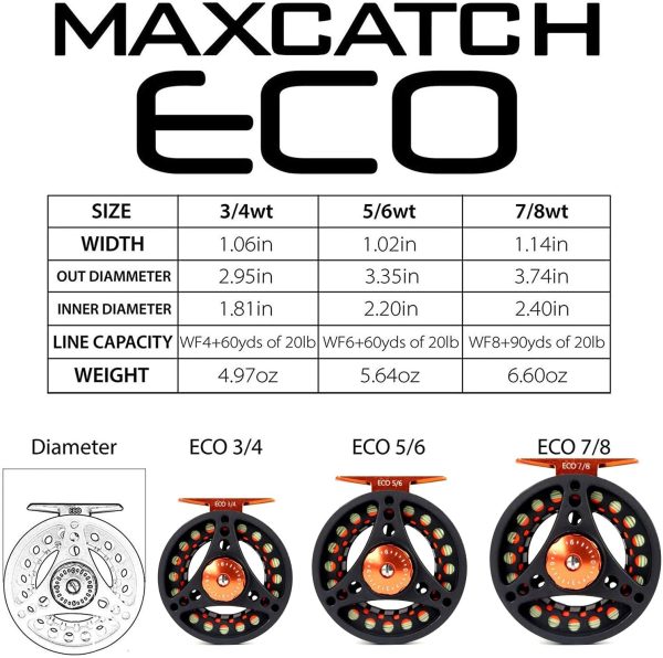 MAXIMUMCATCH Maxcatch ECO Fly Reel Large Arbor with Diecast Aluminum Body Fly Fishing Reel(3/4wt 5/6wt 7/8wt) - Image 4