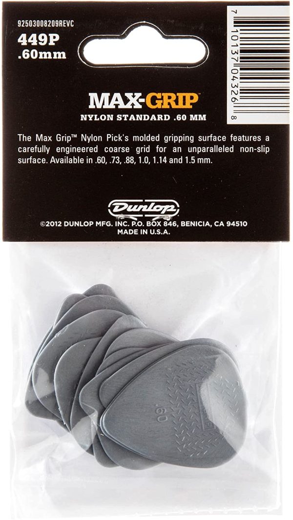 Jim Dunlop 449P.60 Nylon Max Grip Guitar Pick Player Pack (Pack of 12) - Image 5