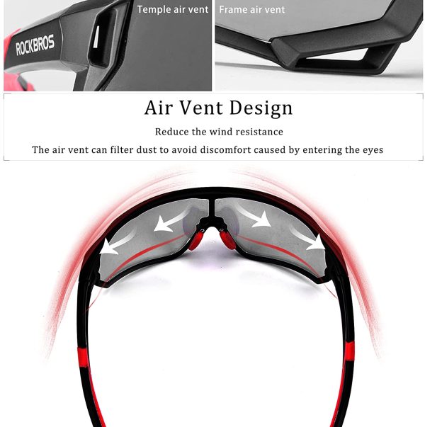 ROCKBROS Photochromic Sports Sunglasses UV 400 Protection Cycling Glasses Full Frame Cycling Sunglasses TR90 Frame Riding Ski Goggles Eyewear for Outdoor Sport Cycling Running Climbing Fishing Golf - Image 6